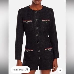 Aqua Tweed Long Sleeve Romper